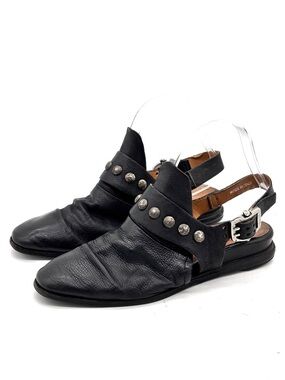A.S.98 Black Leather Sandals
